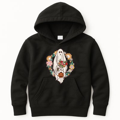 Halloween Creepy Cute Boho Flower Ghost Kids Hoodie