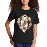 Halloween Creepy Cute Boho Flower Ghost Kids T-Shirt