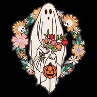 Halloween Creepy Cute Boho Flower Ghost Kids T-Shirt