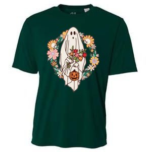 Halloween Creepy Cute Boho Flower Ghost Cooling Performance Crew T-Shirt