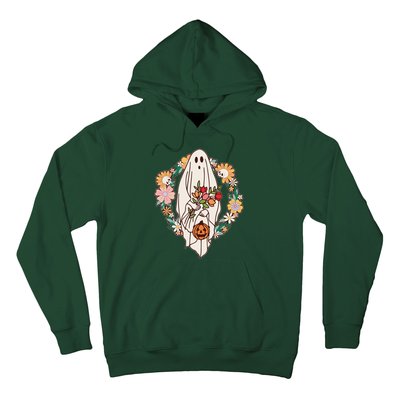 Halloween Creepy Cute Boho Flower Ghost Hoodie