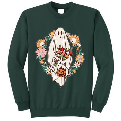 Halloween Creepy Cute Boho Flower Ghost Sweatshirt