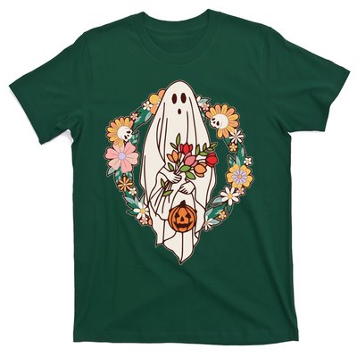 Halloween Creepy Cute Boho Flower Ghost T-Shirt