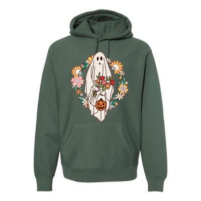 Halloween Creepy Cute Boho Flower Ghost Premium Hoodie