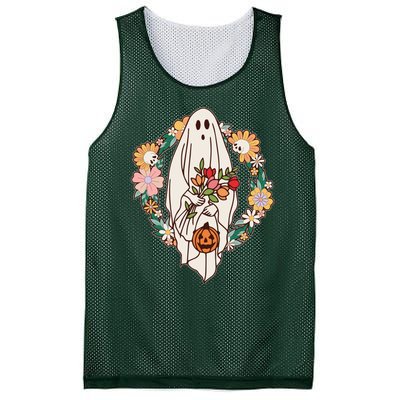 Halloween Creepy Cute Boho Flower Ghost Mesh Reversible Basketball Jersey Tank