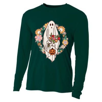 Halloween Creepy Cute Boho Flower Ghost Cooling Performance Long Sleeve Crew