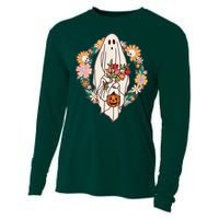 Halloween Creepy Cute Boho Flower Ghost Cooling Performance Long Sleeve Crew