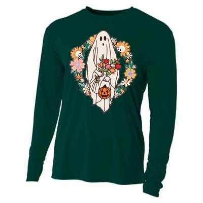 Halloween Creepy Cute Boho Flower Ghost Cooling Performance Long Sleeve Crew