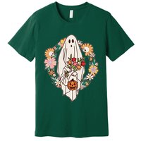 Halloween Creepy Cute Boho Flower Ghost Premium T-Shirt