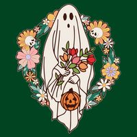 Halloween Creepy Cute Boho Flower Ghost Premium T-Shirt