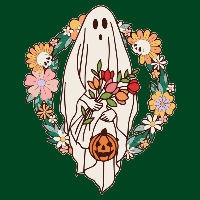 Halloween Creepy Cute Boho Flower Ghost Premium T-Shirt