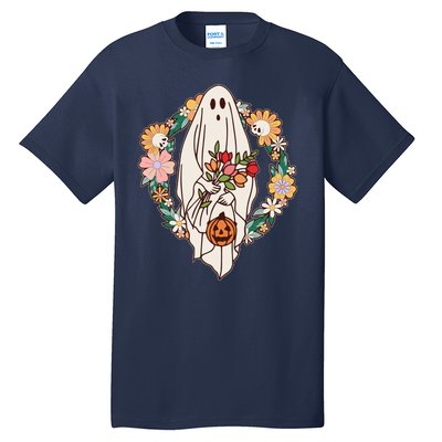 Halloween Creepy Cute Boho Flower Ghost Tall T-Shirt