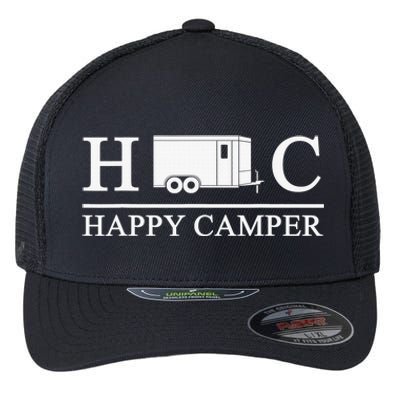 Happy Camper Camping Trailer Flexfit Unipanel Trucker Cap