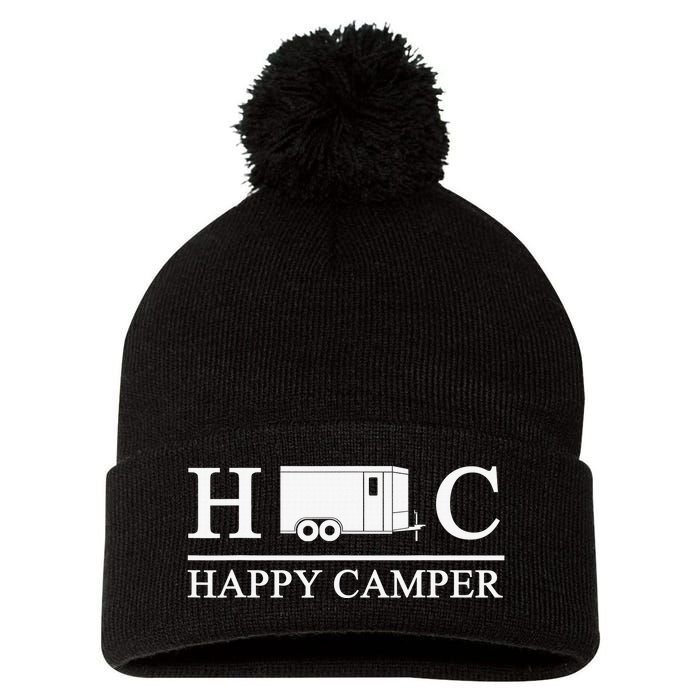 Happy Camper Camping Trailer Pom Pom 12in Knit Beanie