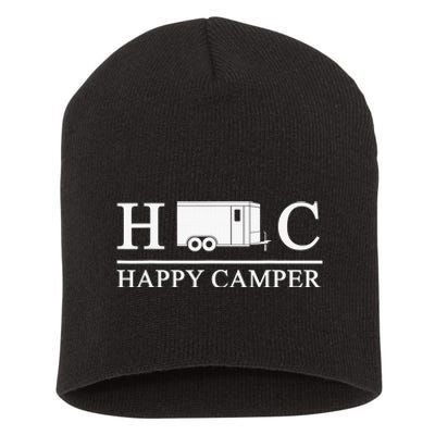 Happy Camper Camping Trailer Short Acrylic Beanie