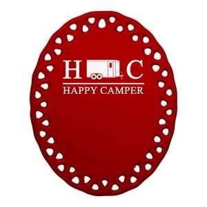 Happy Camper Camping Trailer Ceramic Oval Ornament