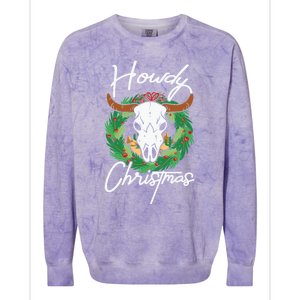 Howdy Christmas Cactus Country Western Xmas Lights Gift Colorblast Crewneck Sweatshirt