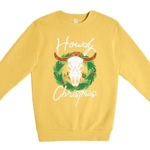 Howdy Christmas Cactus Country Western Xmas Lights Gift Premium Crewneck Sweatshirt