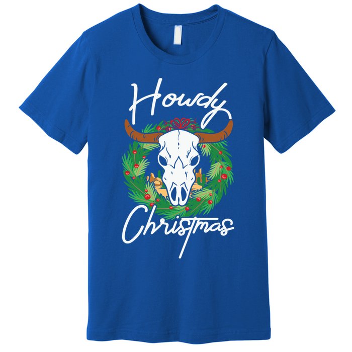 Howdy Christmas Cactus Country Western Xmas Lights Gift Premium T-Shirt