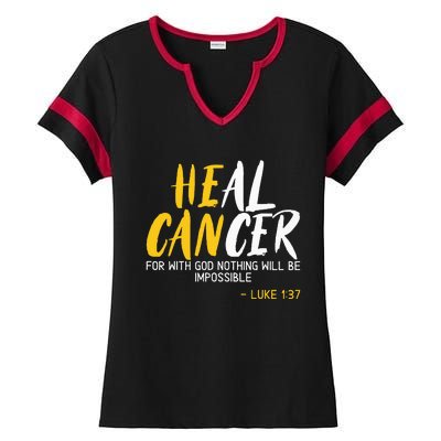 Heal Cancer Childhood Cancer Awareness Month Supporter Ladies Halftime Notch Neck Tee