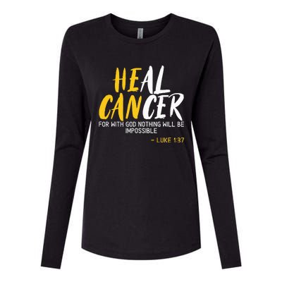 Heal Cancer Childhood Cancer Awareness Month Supporter Womens Cotton Relaxed Long Sleeve T-Shirt