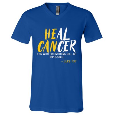 Heal Cancer Childhood Cancer Awareness Month Supporter V-Neck T-Shirt