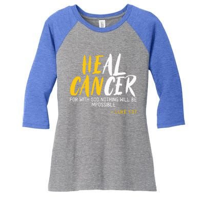 Heal Cancer Childhood Cancer Awareness Month Supporter Women's Tri-Blend 3/4-Sleeve Raglan Shirt