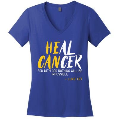 Heal Cancer Childhood Cancer Awareness Month Supporter Women's V-Neck T-Shirt