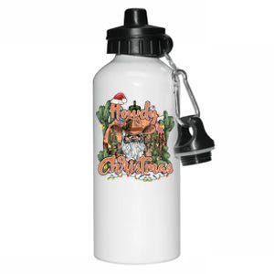 Howdy Christmas Cow Christmas Western Santa Tees Gift Aluminum Water Bottle