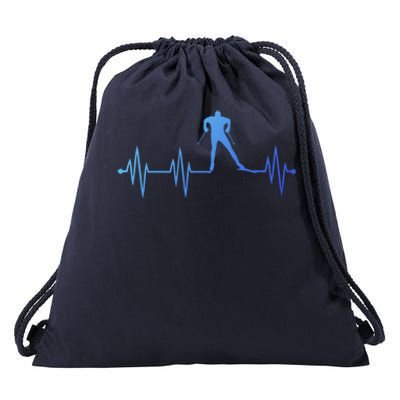 Heartbeat Cross Country Skiing And Gift Drawstring Bag