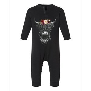 Highland Cow Country Western Infant Fleece One Piece