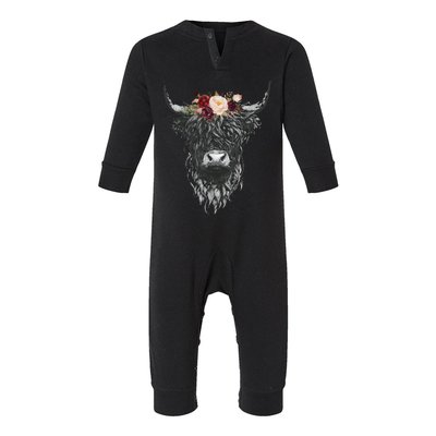 Highland Cow Country Western Infant Fleece One Piece