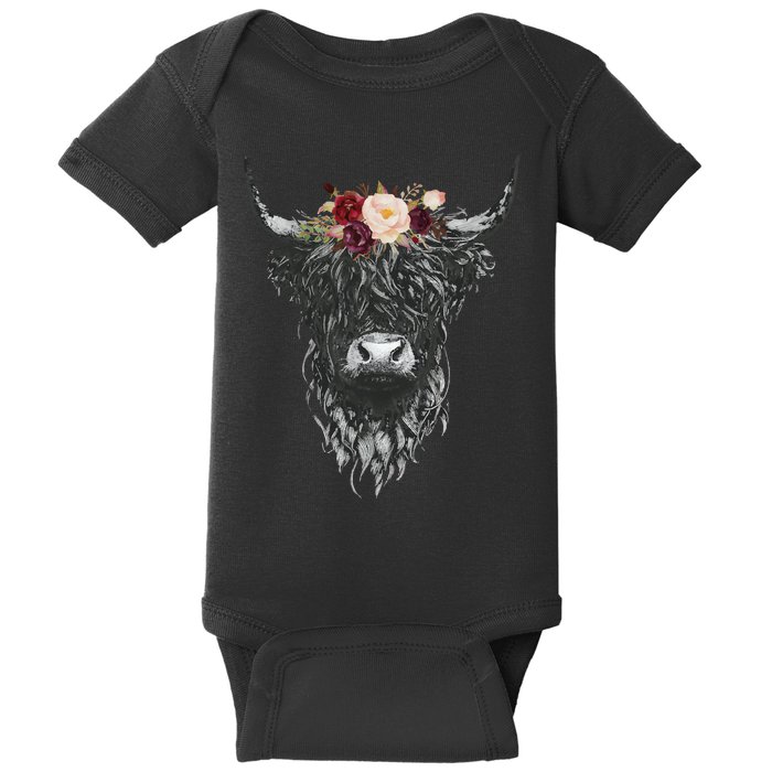 Highland Cow Country Western Baby Bodysuit