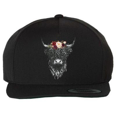 Highland Cow Country Western Wool Snapback Cap