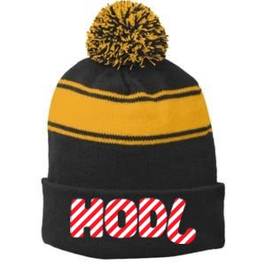 Hodl Crypto Currency Candy Cane Christmas Logo Stripe Pom Pom Beanie