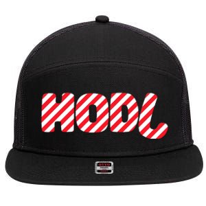 Hodl Crypto Currency Candy Cane Christmas Logo 7 Panel Mesh Trucker Snapback Hat