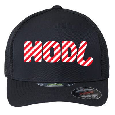 Hodl Crypto Currency Candy Cane Christmas Logo Flexfit Unipanel Trucker Cap