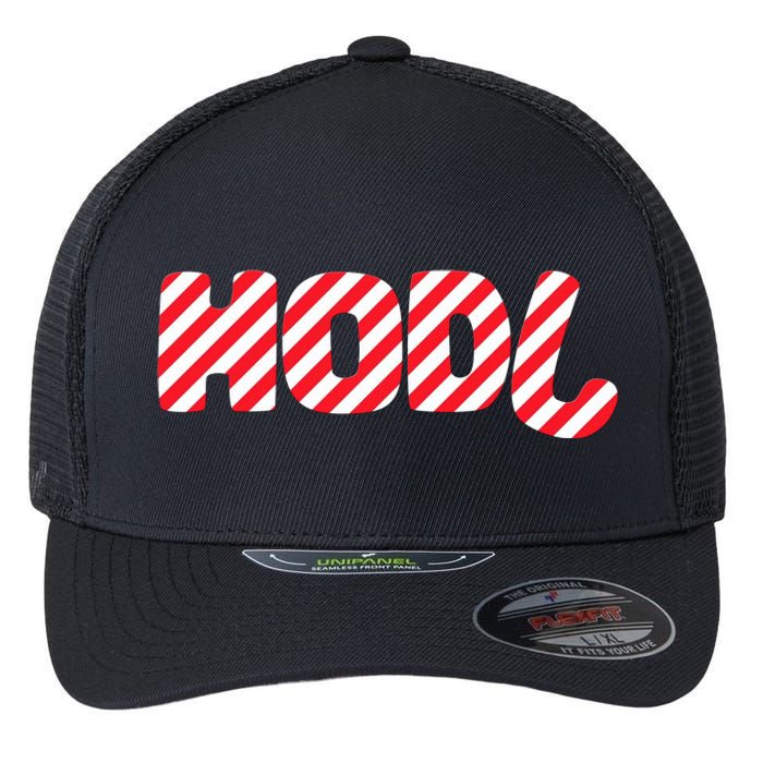 Hodl Crypto Currency Candy Cane Christmas Logo Flexfit Unipanel Trucker Cap