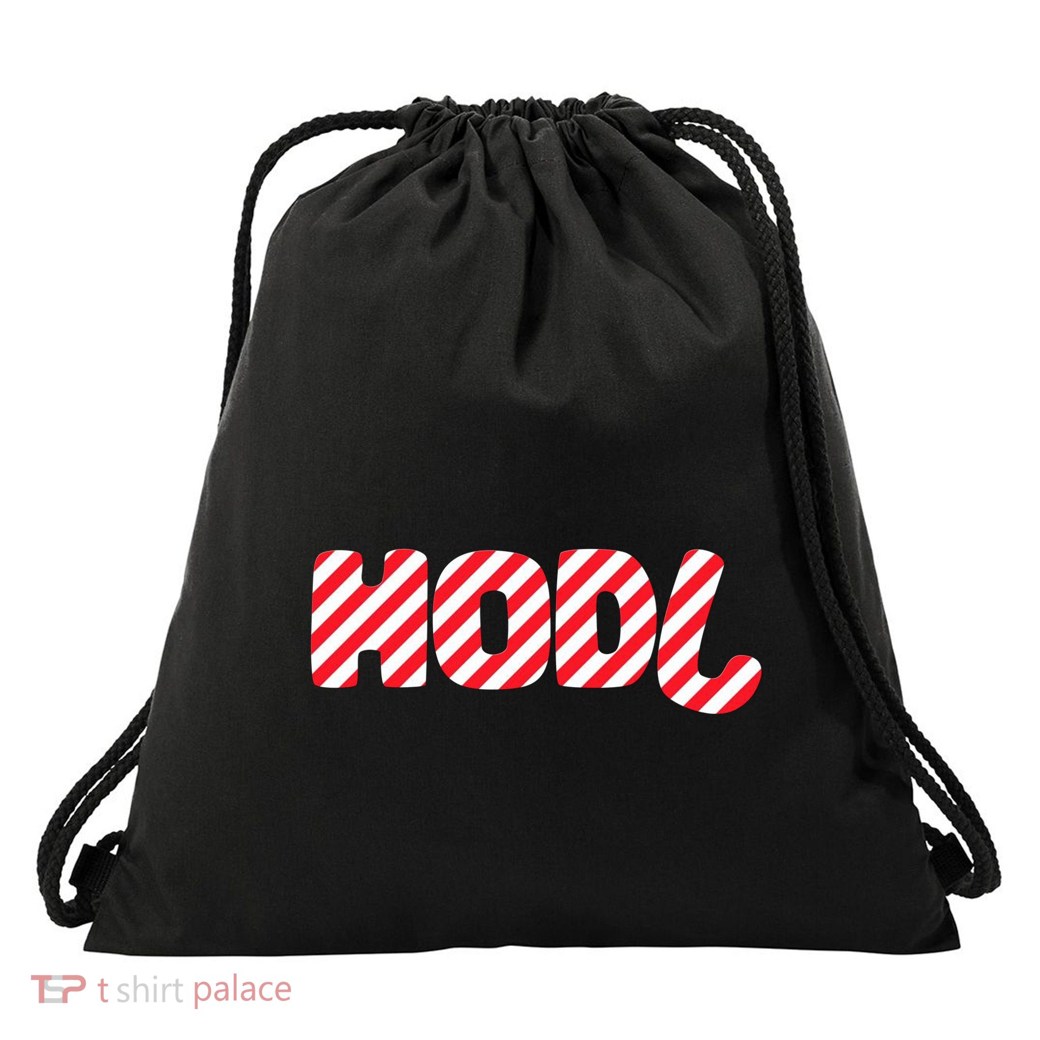 Hodl Crypto Currency Candy Cane Christmas Logo Drawstring Bag