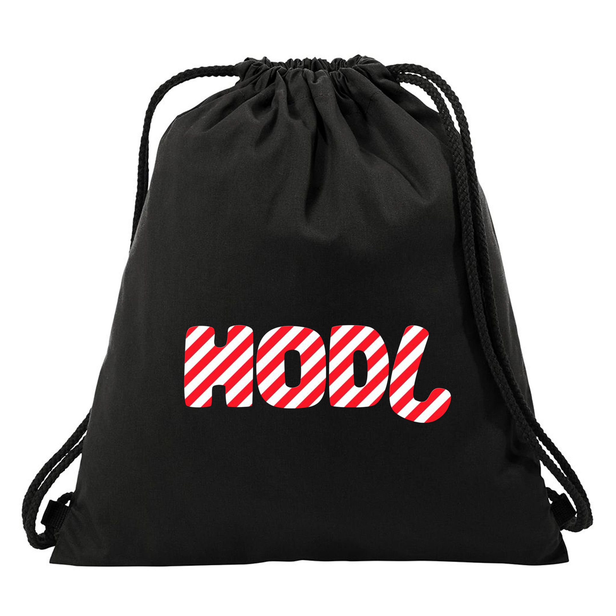 Hodl Crypto Currency Candy Cane Christmas Logo Drawstring Bag