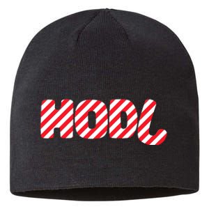 Hodl Crypto Currency Candy Cane Christmas Logo Sustainable Beanie