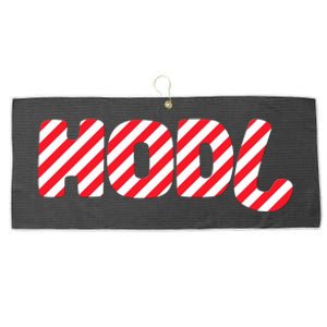 Hodl Crypto Currency Candy Cane Christmas Logo Large Microfiber Waffle Golf Towel