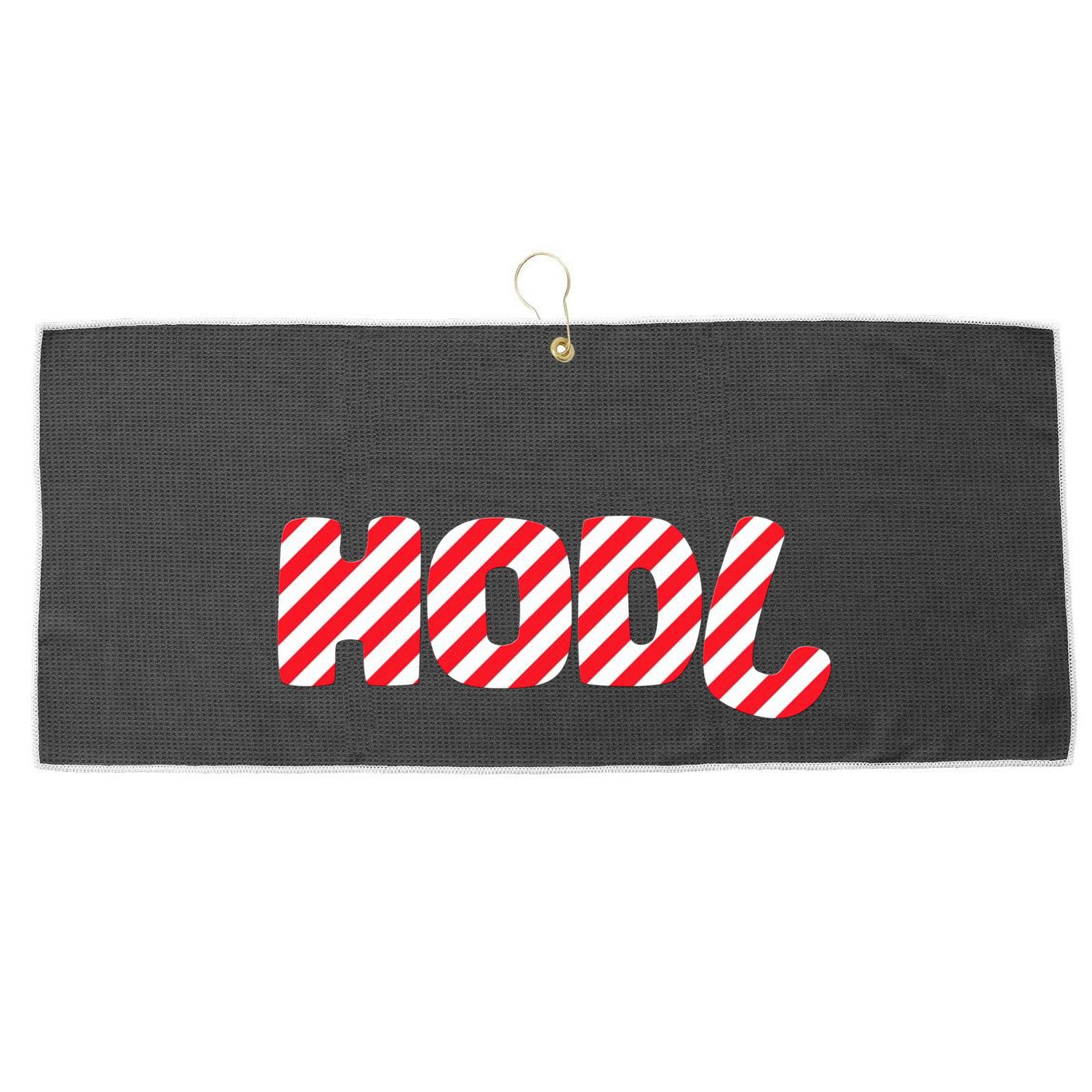 Hodl Crypto Currency Candy Cane Christmas Logo Large Microfiber Waffle Golf Towel
