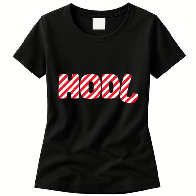 Hodl Crypto Currency Candy Cane Christmas Logo Womens T-Shirt