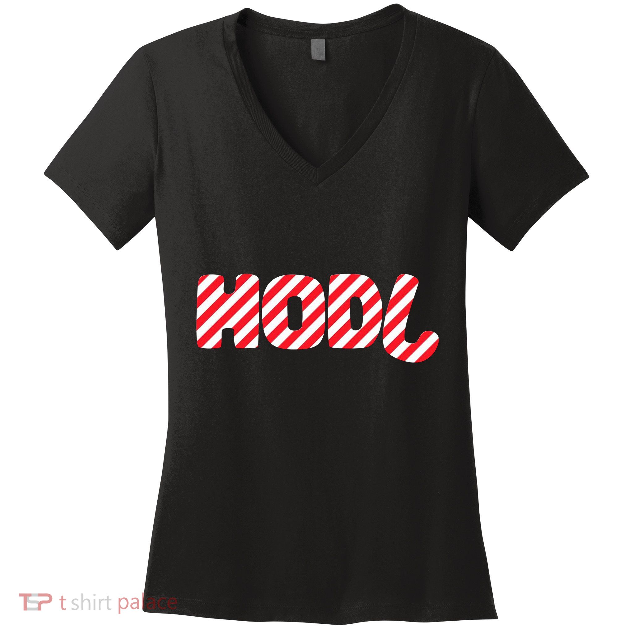 Hodl Crypto Currency Candy Cane Christmas Logo Women's V-Neck T-Shirt