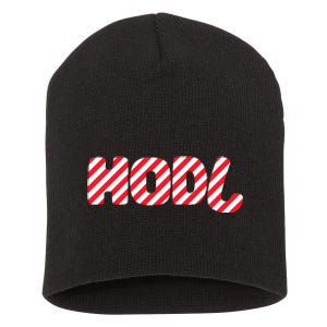 Hodl Crypto Currency Candy Cane Christmas Logo Short Acrylic Beanie