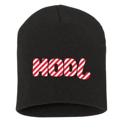 Hodl Crypto Currency Candy Cane Christmas Logo Short Acrylic Beanie