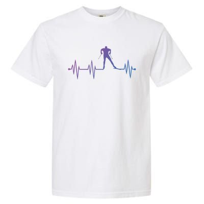 Heartbeat Cross Country Skiing And Gift Garment-Dyed Heavyweight T-Shirt