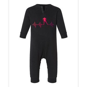 Heartbeat Cross Country Skiing And Gift Infant Fleece One Piece