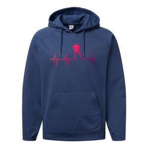 Heartbeat Cross Country Skiing And Gift Performance Fleece Hoodie